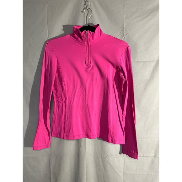 Postcard Italy Ski Top Womens Medium Pink Performance 1/4 Zip Pullover Stretch - Picture 7 of 9